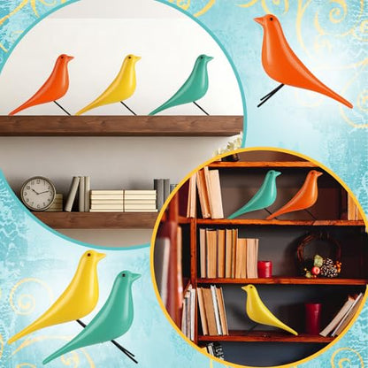 AceOrbit 3 Pcs Mid Century Modern Decor Medieval Table Decor Large Ceramic Birds Orange Blue and Yellow Ceramic Birds for Home Office Table Desktop Bookshelf Mantelpiece Shelf Centerpiece - style: Old school