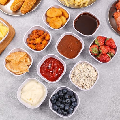 SHECIPIN 12 pack wheat straw dipping bowls 4.5oz,alternative plastic soy sauce dishes,unbreakable small dessert bowls microwave and dishwasher safe for snack,sushi,condiment (white) - color: 12 piece White