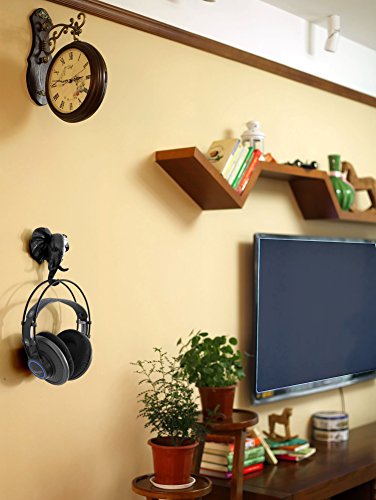 Elephant Head Single Wall Hook/Hanger Animal Shaped Coat Hat Hook Heavy Duty, Rustic Decorative Gift, Black - color: Elephant-Black
