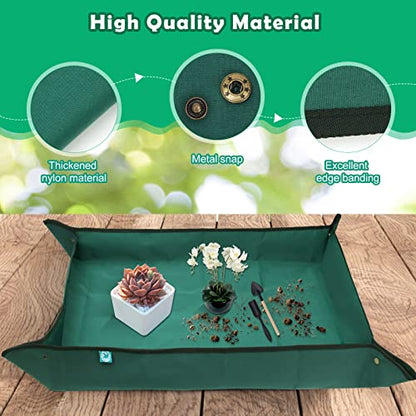 Plant Repotting Mat 43.3" x 29.5", Garden Potting Mat for Indoor | Waterproof Transplanting Mat, with 7P Succulent Plant Tools Kit