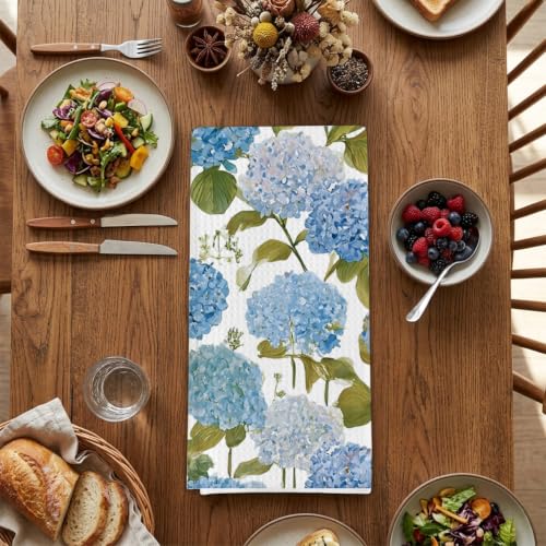 Hydrangea Floral Gifts Dish Towels for Women Hostess, Hydrangea Lover Waffle Weave Kitchen Towels for Farmhouse - color: Hydrangea