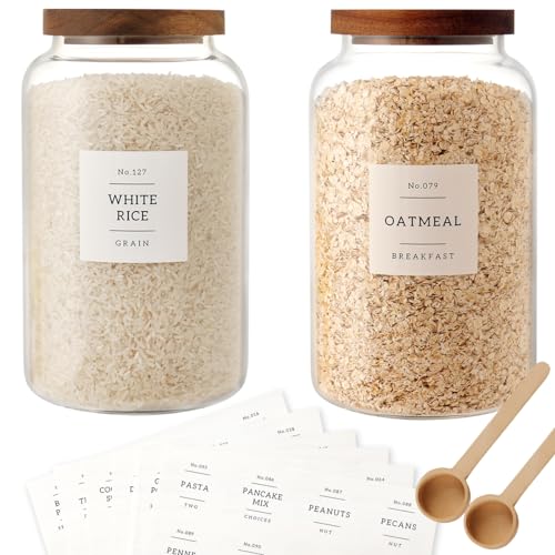 CZSZYGHBAO 2 PCS Large Glass Jar with Airtight Lid, Glass Food Storage Jars for Tea,Spice,Cereal, Egg,Flour,Coffee and More(98 FL OZ/2800 ml) - color: 2800ml