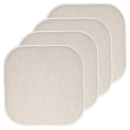 Sweet Home Collection Chair Cushion Memory Foam Pads Honeycomb Pattern Slip Non Skid Rubber Back Rounded Square 16" x 16" Seat Cover, 4 Pack, Alexis Linen/Beige - color: Alexis Linen/Beige, size: 4 Pack