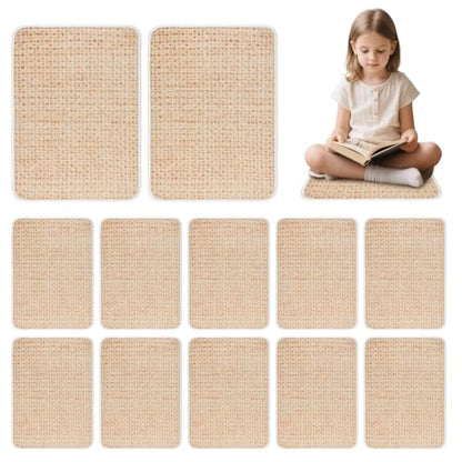 12Pcs Square Classroom Carpet Cushion,Back to School Floor Mat with Anti-Slip Particles Suitable for classrooms, Schools and kindergartens Home Family Learning and Discussion Room - color: Linen Color