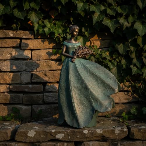Guichifun Fairy Statue 22IN Leaf Angel Girls Resin Home Decoration | Large, For Outside or Inside, Rustic Garden Outdoor Yard, Fantasy Figurines Gift - color: Green-flower, size: X-Large