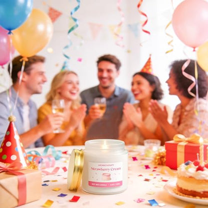 Birthday Candle, Scented Candles Gifts for Women, Soy Candle Gift Set, Pink Birthday Candles, 2 Pack Sweet Aromatherapy Candles for Celebration & Relaxing - color: Birthday Candle