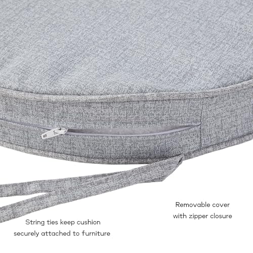Greendale Home Fashions Set of 2 Outdoor 18 inch Round Patio Dining Chair Pads – Comfortable Fiber-Filled Seat Cushions with Ties, Reversible Polyester Fabric, Heather Gray - color: Heather Gray