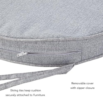 Greendale Home Fashions Set of 2 Outdoor 18 inch Round Patio Dining Chair Pads – Comfortable Fiber-Filled Seat Cushions with Ties, Reversible Polyester Fabric, Heather Gray - color: Heather Gray