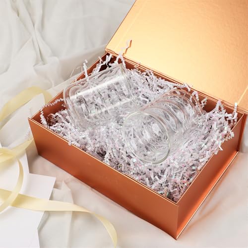 Rose Gold Gift Box,10x7.3x3.5 Gift Boxes With Lids For Presents Includes Ribbon And Diy Printable Sticker Paper,Bridesmaid Proposal Box,Magnetic Gift Box For Birthday,Wedding,Graduation - color: 10x7.3x3.5inch-Rose Gold-Pack 5