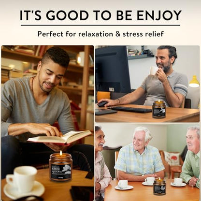 Candles for Men, 6 Pack Scented Candles for Home, Natural Aromatherapy Soy Candles Set, Long Burning Candles Gifts for Women Christmas Fathers Day, Husband, Him, Dad, Birthday - color: Black