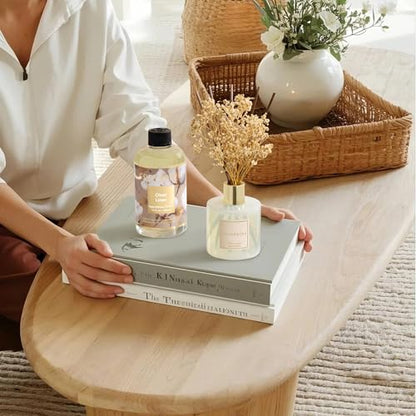 Reed Diffuser Refill Clean Linen 17oz (500ml) with 8 Rattan Sticks - Premium Long-Lasting Scented Oil, Home Fragrance for Bedroom, Bathroom Home Decor - size: 17 Fl Oz (Pack of 1)