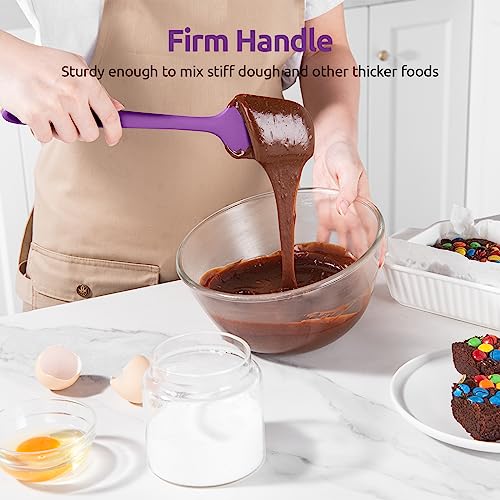 U-Taste 600ºF High Heat-Resistant Non-Stick Kitchen Cooking Tongs Set of 2, and Upgraded 600ºF High Resistant Flexible and Sturdy Silicone Spatula Set of 4 (Purple)