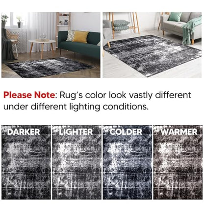 Keen Home Design Runner Rugs - 32"x91" Non-Shedding, Thick Pile Abstract Rugs for Kitchen, Living Room, Bedroom, Dining Room, Entryway - Size: 2'8" x 7'7", Abstract Black - color: Abstract Black, size: 2'8" x 7'7" (Runner)