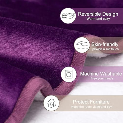gogobunny Waterproof Bed Blanket, Reversible Sherpa Fleece Throw Blanket for Dog Puppy Cat, Furniture Cover Protects Bed Couch Sofa from Liquid Pee and Pet Fur (Dark Purple, 25x35 inches) - color: Dark Purple, size: 25x35 inches