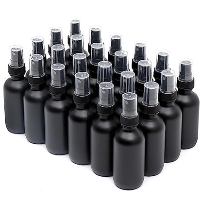 NOOEEISS Frosted Black Glass Small Spray Bottle 2 oz 24 Packs,Fine Mist Sprayer Small Clear Bottles,Refillable Containers mini spray bottles for Cleaning Solutions and Skin Care (Frosted Black 24pcs) - color: Black Frosted, size: 24Pack