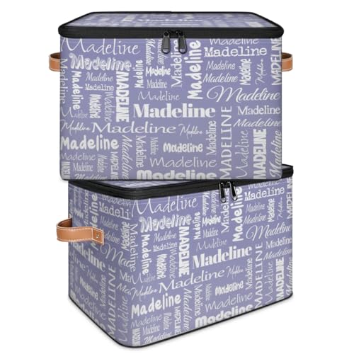Custom Name Storage Basket, Personalized Keepsake Box, Haze Purple | Foldable Fabric Gradient Large Memory Bin with Handle Lid Lightweight Waterproof Dustproof, 14"L x 10.2"W x 10.4"H - color: Option 13