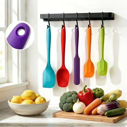 5 Pieces Silicone Spatula Set BPA Free | Rubber Spatula Heat Resistant Essential for Cooking Baking Non Stick Dishwasher Safe Kitchen Tools Multicolor - color: Multicolor