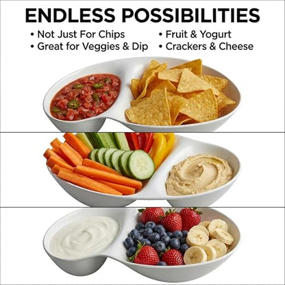 chip and dip bowl Chip and Dip Serving Set Melamine Tray Divided Platters (White)