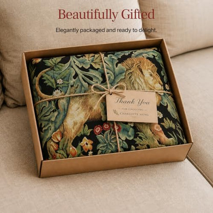 William Morris Lion Tapestry Throw Pillow Cover 18 x 18 in - color: Black Lion