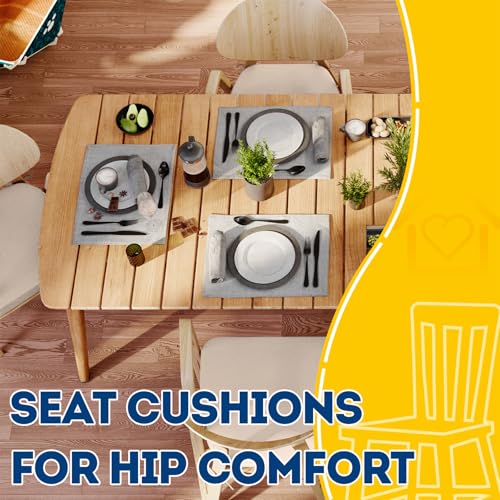 AAAAAcessories D-Shaped Chair Cushions, 2" Thick Dining Chair Pads with Ties and Removable, Machine-Washable Cover, 17" x 16", Oatmeal Beige - color: Oatmeal Beige, size: 1 Count(Pack of 1)