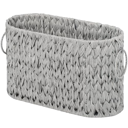 GRANNY SAYS Toilet Paper Storage, Toilet Paper Basket for Bathroom, 6 Mega Rolls Organizer Free Standing, Wicker Basket for Bathroom Storage, Grey | Toilet Paper Storage for 6 Mega Rolls Organizer Free Standing, Waterproof Toilets Papers Holder for Bathro