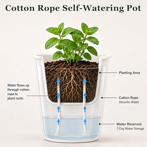 3" Self Watering Pots - 10 Sets Planter Pots for Indoor Plants With Water Level Indicator and Multiple Vents - for House Plants, Flowers, Herbs - size: 3 Inch - 10 Sets
