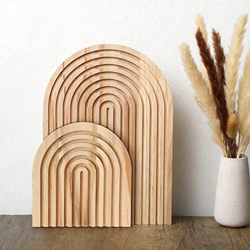2 Pcs Decorative Wood Cutting Board Wooden Rainbow Decor Boho Kitchen Decor Serving Trays Cutting Chopping Block for Home Kitchen Farmhouse Decoration Wall Shelf Mantel(Wood Color,Pine) - color: Wood Color