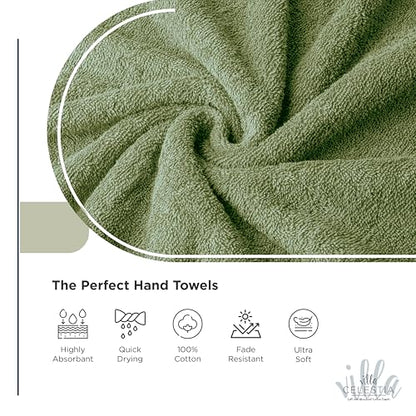 Villa Celestia Cotton Hand Towels Set of 4, 16 x 28, Oeko-TEX Certified, Quick Dry, Sage - color: Sage, size: Hand Towel - Pack of 4