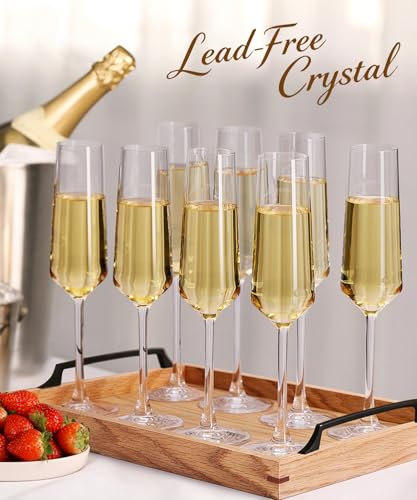 OJA Champagne Flutes, Crystal Champagne Glasses Set of 8, 7oz, Elegant | For Prosecco,Sparkling Wine, Mimosa, Ideal for Weddings, Birthday, Christmas - color: 7oz (8count)