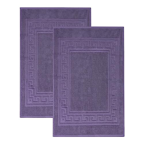 Superior Hotel & Spa Quality Bath Mat Set of 2, Made of Long-Staple Combed Cotton, Durable and Washable 100% Cotton Bathroom Mat 2-Pack, Royal Purple, 22" x 35" - color: Royal Purple, size: 22" x 35" (Set of 2)