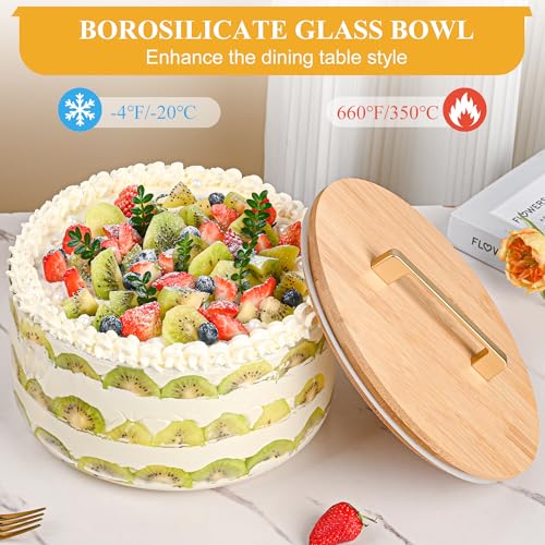 Glass Trifle Bowl with Airtight Lid, 197oz Large Salad Bowl, Glass Serving Bowl for Popcorn, Cake, Salad, Fruit, Baking, Dessert and Party Diy, BPA Free, Oven, Dishwasher Safe - size: 10 INCH