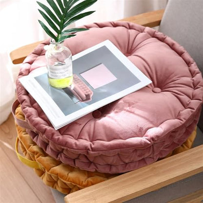 Lifup Large Round Floor Pillow, Meditation Cushions with Handle Brown 20" | Tufted Plush Cushions, Classroom, Balcony, Tatami Living Room, Office & Tatami, Yoga Seating - color: Brown