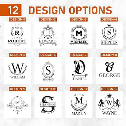 Custom Monogram Whiskey Gift Set, Glass Coaster Stones Wood Box for Him | Personalized Name, Leather Coaster, Stainless Steel Stones, Gift For Men, Husband Present, Dad Idea, Groomsmen Gift