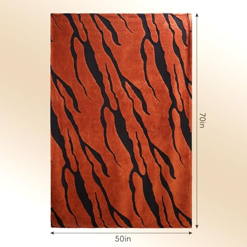Zebra Printed Throw Blanket-Cozy Soft Lightweight Fuzzy Throw Blanket for Sofa, Couch, Bed & Chair,Rust Red and Black, 50" x 70" - color: Rust Red and Black