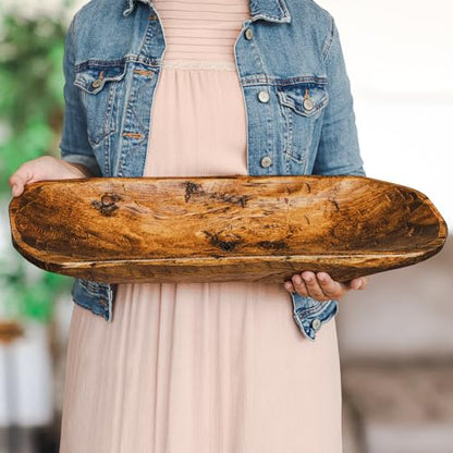 Lifestyle Collection Rustic Dough Bowl - Hand Carved Decorative Wood Bowl - LS1013