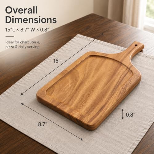 Thick Wooden Charcuterie & Cutting Board, House Warming Gifts New Home | Built-in juice groove | Smooth polished finish | Countertop friendly | Versatile prep & serving