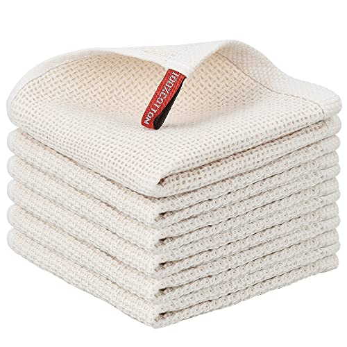 Nialnant 6 Pack 100% Cotton Waffle Weave Kitchen Towels,Soft and Absorbent Kitchen Dish Rags, Dish Cloths for Washing Dishes 12x12 Inches, Beige - color: Beige, size: 12 x 12 - 6 Pack