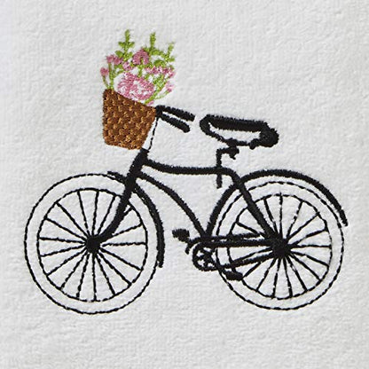 SKL Home by Saturday Knight Ltd. Flower Basket Bike Hand Towel (2-Pack), Wht - color: Flower Basket Bike