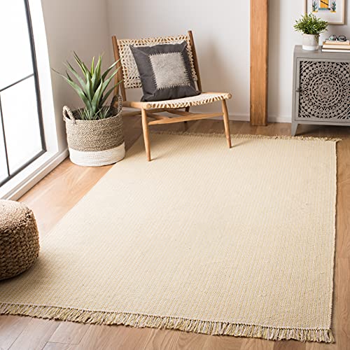 SAFAVIEH Montauk Collection Accent Rug - 3' x 5', Ivory & Yellow, Handmade Flat Weave Boho Farmhouse Cotton Tassel Fringe, Ideal for High Traffic Areas in Entryway, Living Room, Bedroom (MTK340E) - color: Ivory/Yellow, size: 3' x 5' (Rectangular)