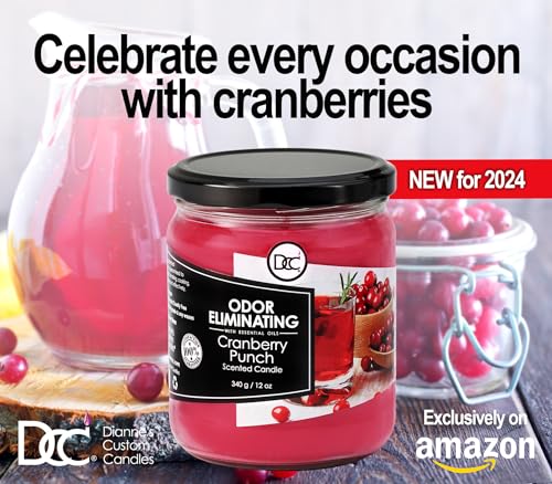 Cranberry Punch Odor Eliminating Highly Fragranced Candle - Eliminates 95% of Pet, Smoke, Food, and Other Smells Quickly - Up to 80 Hour Burn time - 12 Ounce Premium Soy Blend - color: Red
