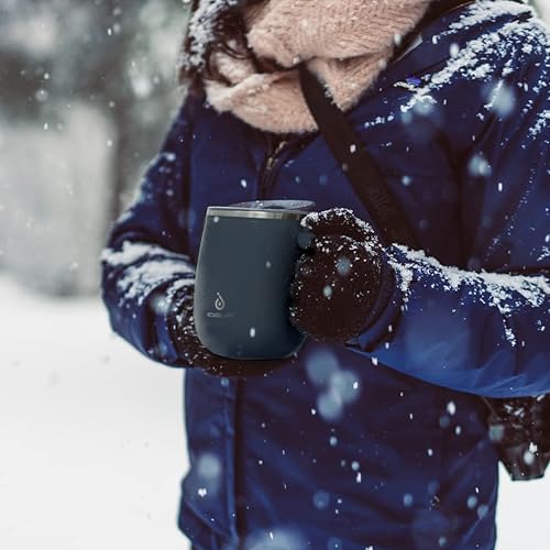 Ideus 16 oz Insulated Coffee Mug with Handle and Lid, Double Wall Stainless Steel Vacuum Thermal Coffee Mug, Travel Coffee Cup Thermal Cup for Home and Office (Navy Blue 2.0, FUJI DAWN) - color: Navy Blue 2.0