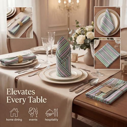 Urban Villa Cloth Napkins Cotton 20x20 (Set of 12) Multi Blue - color: 011 Multi Blue, size: 20" x 20" (Set of 12)