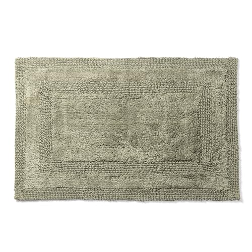 Akiko 100% Cotton Bath Mat, Soft Plush Reversible Bathroom Rug 20x32 Green | Bath Mats for Bathroom Absorbent Quick Dry Anti-Skid Machine Washable Bath Mats for Bathroom Shower Bathtub - color: Sage Green