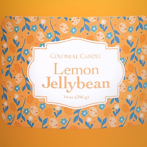 Colonial Candle Lemon Jelly Bean Scented Jar Candle, Easter Collection, 3 Wick, 14 oz - Up to 60 Hours Burn, Easter Candle, Made in the USA - color: Lemon Jelly Bean