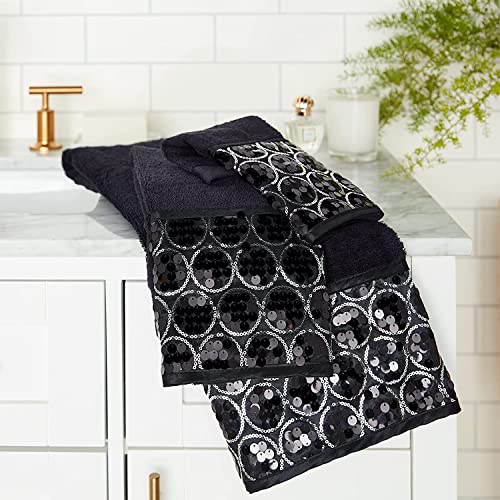 Zahari Home Sinatra 3 Piece Bathroom Towel Set Bath Towel Hand Towel Wash Cloth Absorbent, Black - color: Black