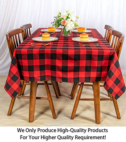 ShinyBeauty Checked Tablecloth Rectangle 54x80-Inch Red and Black Buffalo Plaid Tablecloths Washable Cotton Table Cover Gingham Tablecloth for Dining Rustic Lattice Table Cloth Farmhouse Linen - color: Black & Red, size: 80" x 54" (Rectangular)