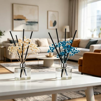 Flower Reed Sticks 62pcs 5 Mixed Colors - Oil Refills Air Freshener | Essential Oil Diffuser Refills. Air Freshener for Room, Bathroom, Office. Great Gift for Home.