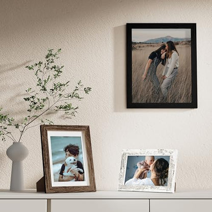 Vittanly 10 Pack Gallery Wall Frame Set, Black, Brown, Distressed White | Gallery Wall Frame Set: 2pcs 8x10, 4pcs 5x7 & 4pcs 4x6 Photos for Wall & Table, Picture Frames made of Engineered Wood - color: Black & Brown & Distressed White