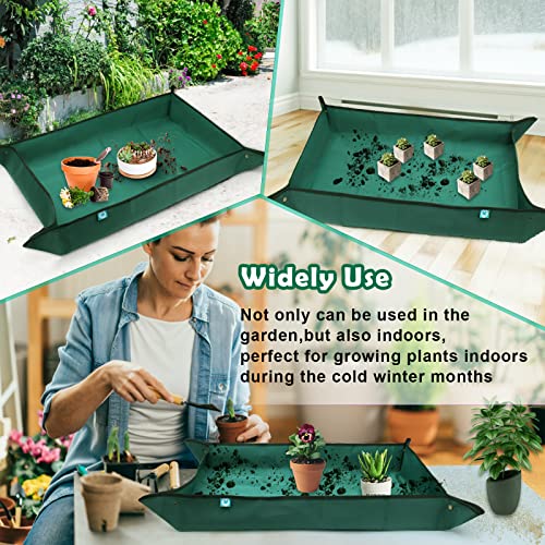 Plant Repotting Mat 43.3" x 29.5", Garden Potting Mat for Indoor | Waterproof Transplanting Mat, with 7P Succulent Plant Tools Kit
