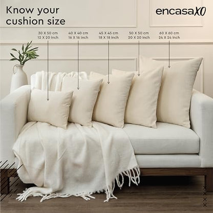 Encasa XO Throw Pillow Covers, Cotton, No Inserts 18"x18" Jet Black | Durable Cotton Canvas | Concealed Invisible Zipper | Ideal for DIY & Embroidery | Living Room & Couch | Set of 2 - color: Jet Black, size: 18" x 18" (Pack of 2)